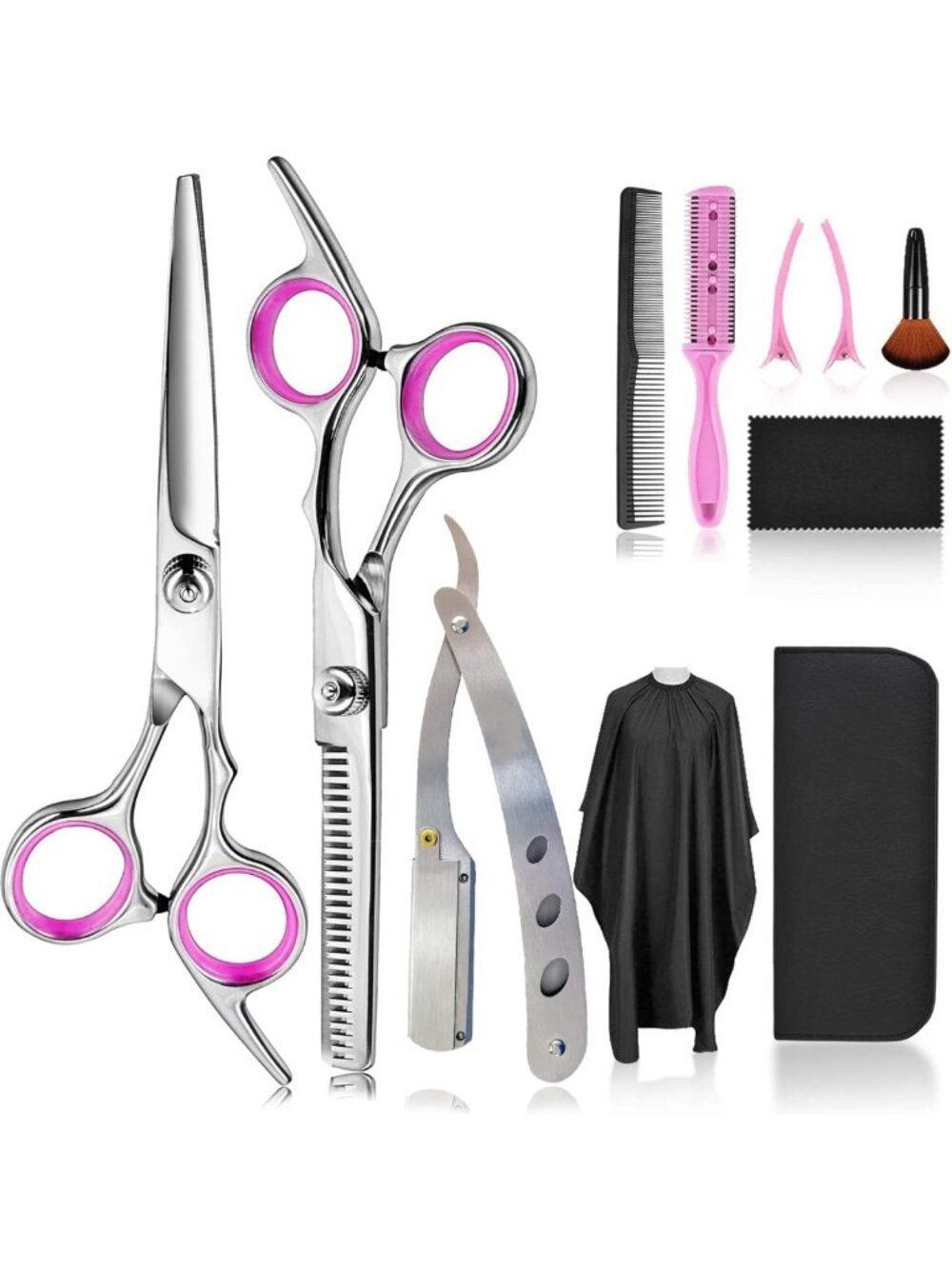 11-Piece Hair Cutting Scissors Kit - Professional Barber Shears & Salon Tools